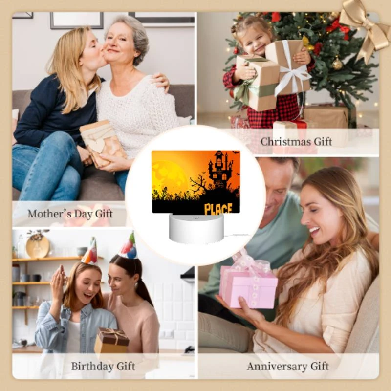 Rectangular Acrylic Night Light, A spooky Halloween scene with a haunted house and bats flying around. Rectangular Acrylic Night Light, A Spooky Halloween Scene With A Haunted House And Bats Flying Around. -Pattern Night Light ea0c6088146f9a162b82cfe374e4950484e20fce