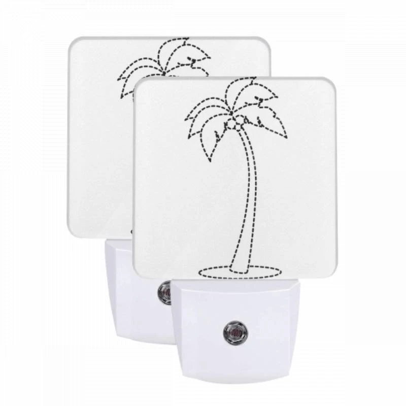 Night Light Set of 2, A black and white drawing of a palm tree. Night Light Set Of 2, A Black And White Drawing Of A Palm Tree. -Pattern Night Light ea35d217e6bf8ee37122814c67c6b30e3ca15735