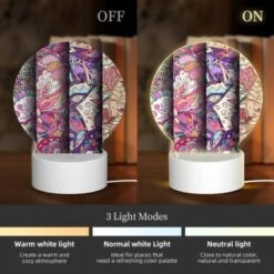Round Acrylic Night Light, Three Colorful Designs Are Displayed On A Wall. 4 Round Acrylic Night Light, Three Colorful Designs Are Displayed On A Wall. -Pattern Night Light ea42f723777e53041a29f20151c534ec983120fa