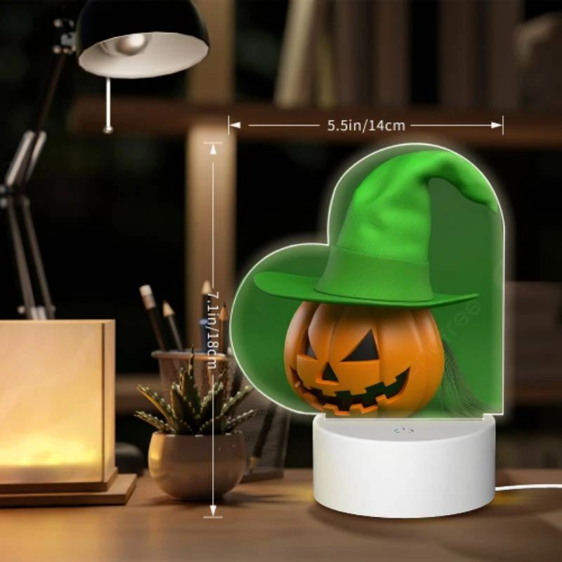 Love Acrylic Night Light, A 3D model of a pumpkin wearing a green hat. Love Acrylic Night Light, A 3D Model Of A Pumpkin Wearing A Green Hat. -Pattern Night Light ea6c839f3d45caffde862fa58fb0e6c1053acd38