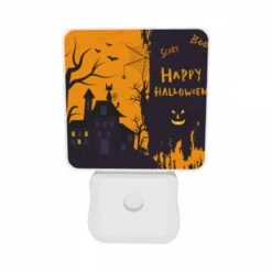 Night Light Set Of 2, A Spooky Halloween Scene With A Haunted House And A Spider Web. 9 Night Light Set Of 2, A Spooky Halloween Scene With A Haunted House And A Spider Web. -Pattern Night Light ea6d6827b2b37da68031f70a86db472a5b5470f3