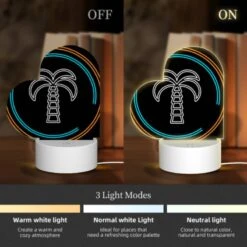 Love Acrylic Night Light, A Blue And Orange Circle With A Palm Tree In The Middle. 4 Love Acrylic Night Light, A Blue And Orange Circle With A Palm Tree In The Middle. -Pattern Night Light ea7cb0e85926f958466100b13076165dc7be75a2