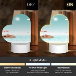 Love Acrylic Night Light, A Red And Black Umbrella Is On A Beach 4 Love Acrylic Night Light, A Red And Black Umbrella Is On A Beach -Pattern Night Light ea9e1412f5fd499d9d27e84deb9be580f305a3ee