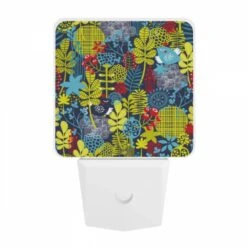 Night Light, A Blue And Yellow Floral Pattern With Red Berries. 9 Night Light, A Blue And Yellow Floral Pattern With Red Berries. -Pattern Night Light eaa89ebc9d027bd675103d70fb6e29fe827354ac
