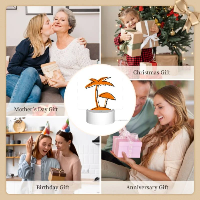 Rectangular Acrylic Night Light, A cartoon drawing of a palm tree with a beach umbrella. Rectangular Acrylic Night Light, A Cartoon Drawing Of A Palm Tree With A Beach Umbrella. -Pattern Night Light eab14558c4533434fc57373faff9f75da1508fab