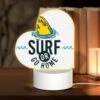 Love Acrylic Night Light, A Surfboard Logo With The Words "Surf Or Go Home" Written On It.