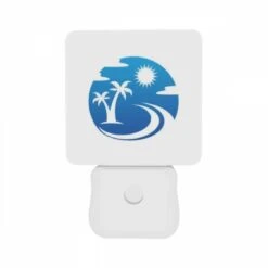 Night Light Set Of 2, A Blue And White Logo Of A Sun And Palm Tree. 10 Night Light Set Of 2, A Blue And White Logo Of A Sun And Palm Tree. -Pattern Night Light eb442e03865e336dbd1626126ad078b8d8e58911