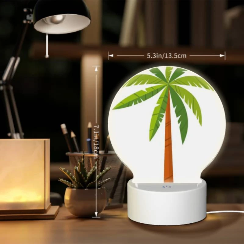 Round Acrylic Night Light, A green and orange palm tree. Round Acrylic Night Light, A Green And Orange Palm Tree. -Pattern Night Light eb70260ea1983d14203bf20462b327bd997f11af