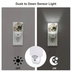 Night Light Set Of 2, A Colorful Circle With A Black Bird And Other Birds In The Middle. 4 Night Light Set Of 2, A Colorful Circle With A Black Bird And Other Birds In The Middle. -Pattern Night Light eb9cc8d6d6055a058601e39edc2ecbd838a2a7af