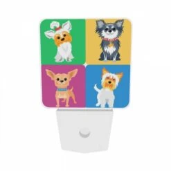 Night Light Set Of 2, Four Different Colored Dogs Are Shown In A Square. 8 Night Light Set Of 2, Four Different Colored Dogs Are Shown In A Square. -Pattern Night Light ec207afbc6c89ae85777927a64bde94a07662252