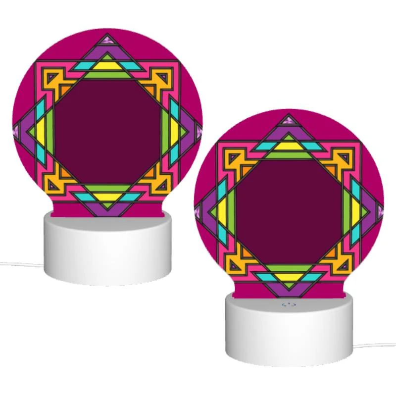 Round Acrylic Night Light, A colorful geometric design on a pink background. Round Acrylic Night Light, A Colorful Geometric Design On A Pink Background. -Pattern Night Light ec2ecb5c088407dba394c31c5f084c8a8bd8cb05
