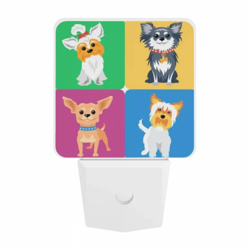 Night Light, Four different colored dogs are shown in a square. Night Light, Four Different Colored Dogs Are Shown In A Square. -Pattern Night Light ed30d2e3f1a57f3f17da2d107a630660380271ce