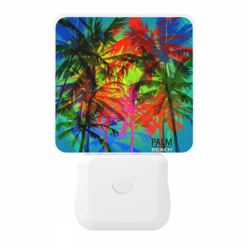 Night Light, A colorful image of palm trees with a logo that reads "Palm Beach." Night Light, A Colorful Image Of Palm Trees With A Logo That Reads "Palm Beach." -Pattern Night Light ed3e175925240be657fe1c85641b65994eaf664a