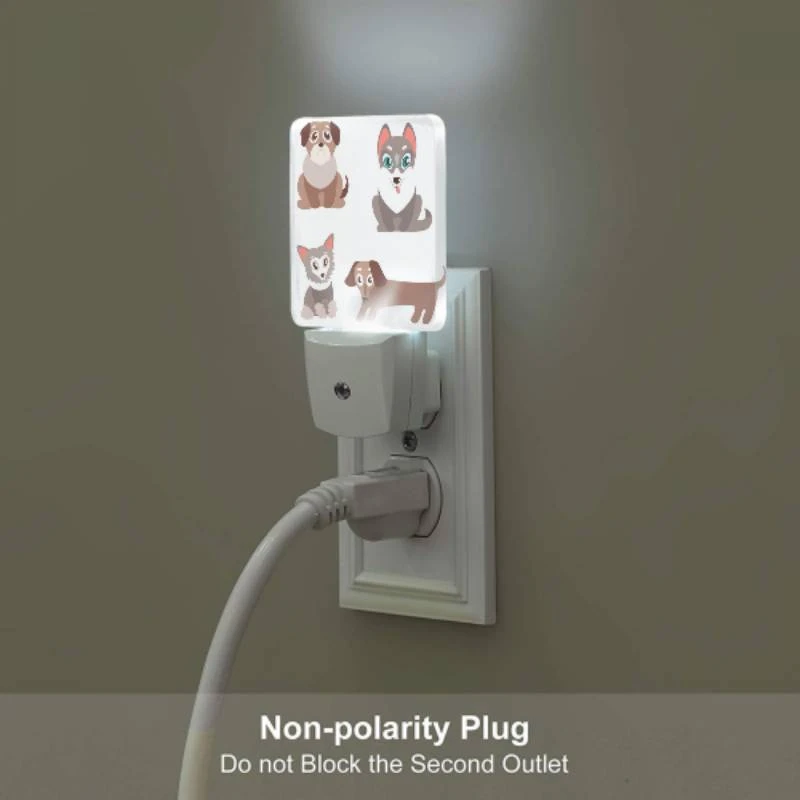 Night Light Set of 2, Four different colored dogs are shown in a row. Night Light Set Of 2, Four Different Colored Dogs Are Shown In A Row. -Pattern Night Light ed716697523eea3fb9a9b53fd64c1324f90129ac