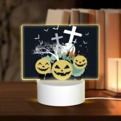Rectangular Acrylic Night Light, A Black And White Image Of Halloween Decorations.