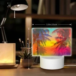 Rectangular Acrylic Night Light, A Boat Is On The Water In Front Of A Beautiful Sunset. -Pattern Night Light ede35f9af280e0dd427b7e5598ef1745bdc6c843