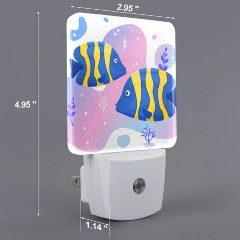 Night Light Set of 2, Two fish are swimming in a pink and blue ocean. Night Light Set Of 2, Two Fish Are Swimming In A Pink And Blue Ocean. -Pattern Night Light ee2cd811520e40f30c4e43de7e714a54a03bb615