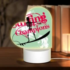 Love Acrylic Night Light, A Skeleton Is Riding A Surfboard.