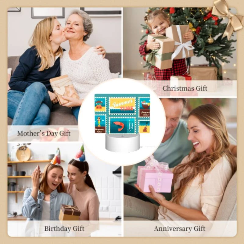 Rectangular Acrylic Night Light, A collection of six postage stamps featuring beach and ocean themes. Rectangular Acrylic Night Light, A Collection Of Six Postage Stamps Featuring Beach And Ocean Themes. -Pattern Night Light eeb190fa59319526fb37f04c184b4d63feebe42c