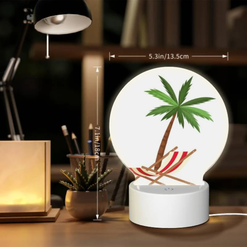 Round Acrylic Night Light, A palm tree is shown in a red and white striped chair. Round Acrylic Night Light, A Palm Tree Is Shown In A Red And White Striped Chair. -Pattern Night Light eeccf2cf0b3c2bf6d8d078bddcc53dd3488ad0e2