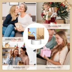 Rectangular Acrylic Night Light, A Cartoon Of A Coconut Tree With A Lemon And A Straw In It. -Pattern Night Light ef15b6d252593e1a0f040bec549808bf88e94f1d