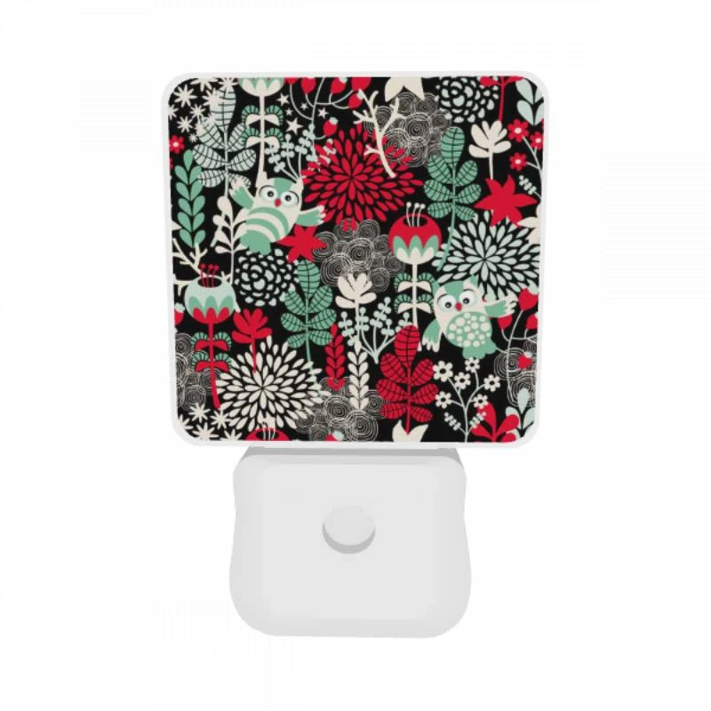 Night Light Set of 2, A colorful floral pattern with a bird and a red apple. Night Light Set Of 2, A Colorful Floral Pattern With A Bird And A Red Apple. -Pattern Night Light ef4332590d39d90f8920fcb5bc725fdfbf1a8106