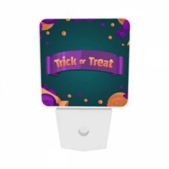 Night Light Set Of 2, A Purple And Orange Banner With The Words "trick Or Treat" On It. 8 Night Light Set Of 2, A Purple And Orange Banner With The Words "trick Or Treat" On It. -Pattern Night Light ef473cd7bfe34e1660dd4f0ed50ac70eae37febf