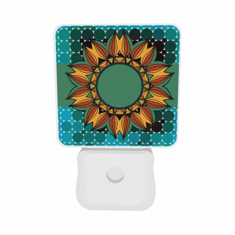 Night Light Set of 2, A colorful sunflower with a green center. Night Light Set Of 2, A Colorful Sunflower With A Green Center. -Pattern Night Light ef8e5b96855825356a53c19acfd759d2b180c1b8