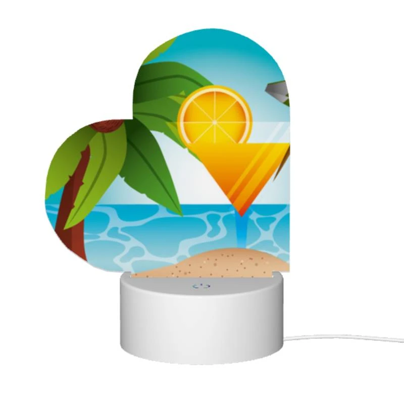 Love Acrylic Night Light, A cocktail is served on a beach with palm trees and a lemon in the background. Love Acrylic Night Light, A Cocktail Is Served On A Beach With Palm Trees And A Lemon In The Background. -Pattern Night Light efe6a41ce049ba1b55b5929e8f26395d062e9661