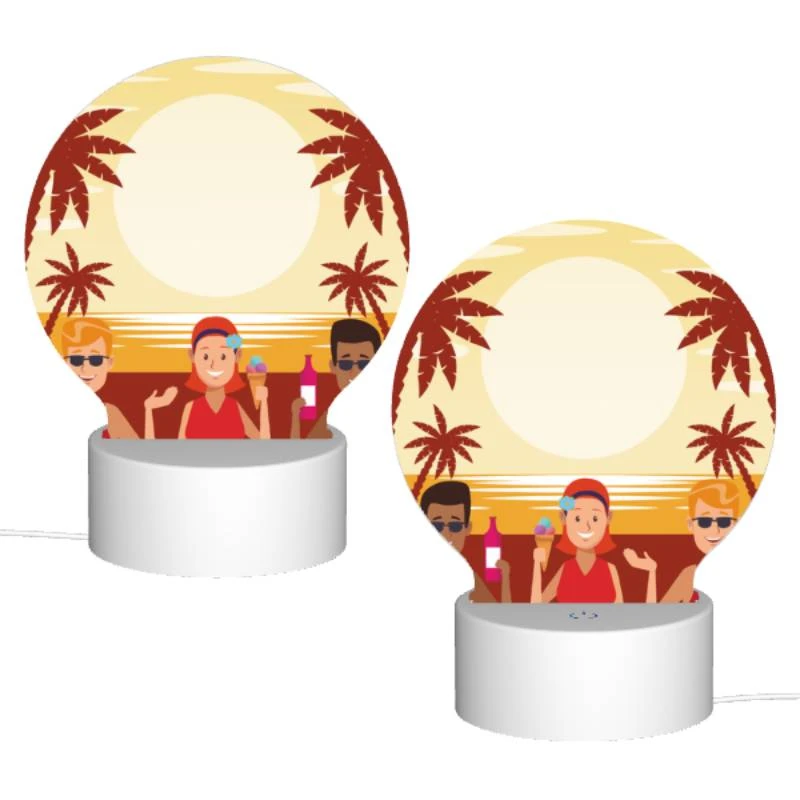 Round Acrylic Night Light, Three people are standing on a beach Round Acrylic Night Light, Three People Are Standing On A Beach -Pattern Night Light f01027c2a7e95dbc467b7176b7aef7524b5a2b8f