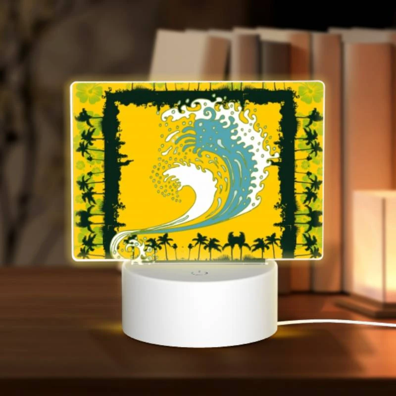 Rectangular Acrylic Night Light, A yellow and blue surfboard with a wave on it. Rectangular Acrylic Night Light, A Yellow And Blue Surfboard With A Wave On It. -Pattern Night Light f1b5bb5494a27656685a1570eae8e92800abb7a5