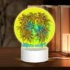 Round Acrylic Night Light, A Colorful Beach Party Logo With Palm Trees.
