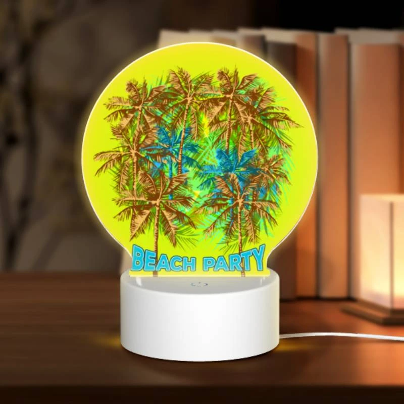 Round Acrylic Night Light, A colorful beach party logo with palm trees. Round Acrylic Night Light, A Colorful Beach Party Logo With Palm Trees. -Pattern Night Light f1d53c340430aea13dc8b02756e1b7ed65431e4f