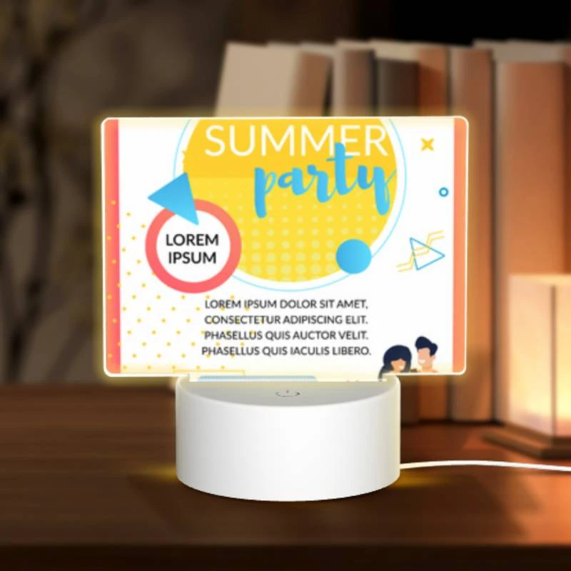 Rectangular Acrylic Night Light, A poster advertising a summer party. Rectangular Acrylic Night Light, A Poster Advertising A Summer Party. -Pattern Night Light f202d9f9bafefa73d4eeeab0fda6c16849ae1932