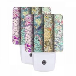 Night Light Set Of 2, Four Different Colored Designs Of A Leaf.