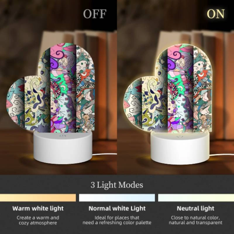 Love Acrylic Night Light, Three colorful designs are displayed on a row. Love Acrylic Night Light, Three Colorful Designs Are Displayed On A Row. -Pattern Night Light f2f6ad55a8f195ba3f3f95783f788ff3a8cd930b