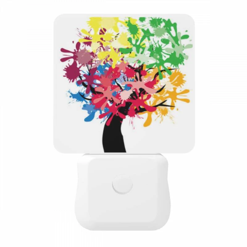 Night Light, A tree with many colors of paint on it. Night Light, A Tree With Many Colors Of Paint On It. -Pattern Night Light f31484ce33dcea46e6b1121d44b8b0a943c79718