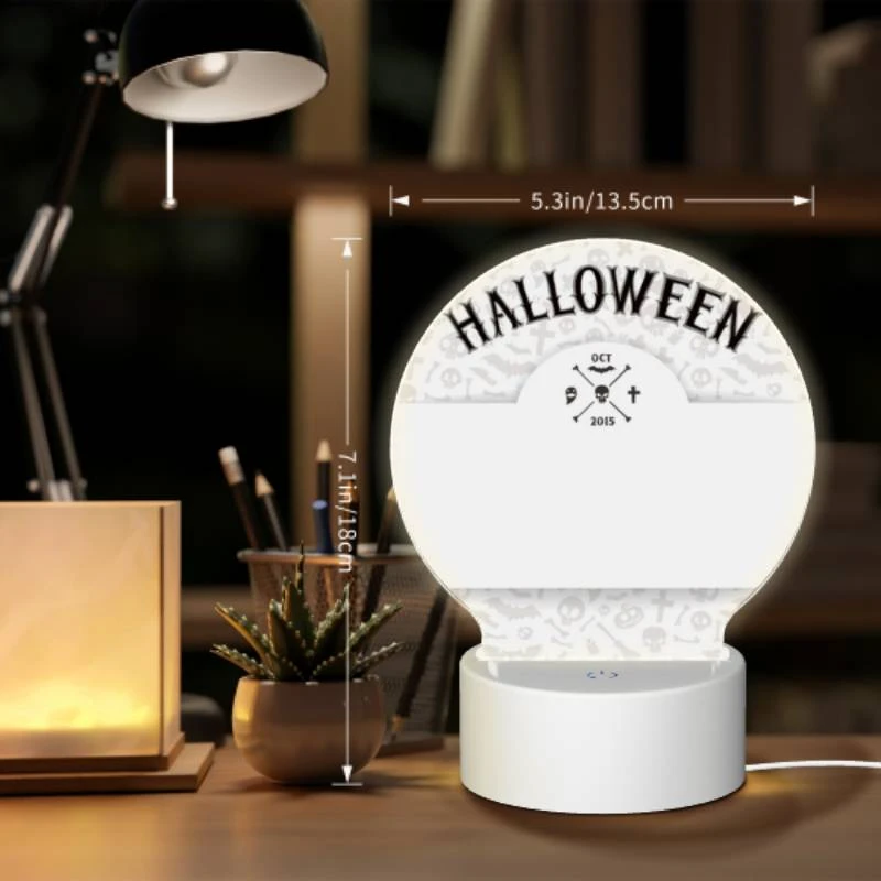 Round Acrylic Night Light, A white card with a skull and crossbones on it. Round Acrylic Night Light, A White Card With A Skull And Crossbones On It. -Pattern Night Light f348068694c5aee18f864fb3660e8ba852c7af43
