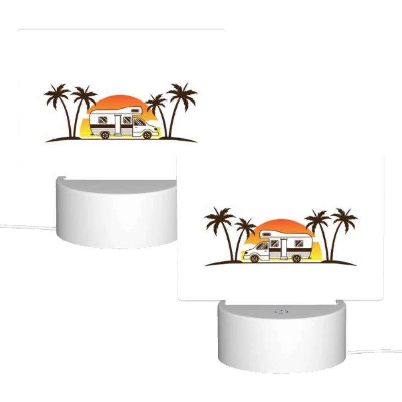 Rectangular Acrylic Night Light, A camper van is parked in front of a sunset. Rectangular Acrylic Night Light, A Camper Van Is Parked In Front Of A Sunset. -Pattern Night Light f3b58206be3251e2f7206c80c9deee830af3f14f