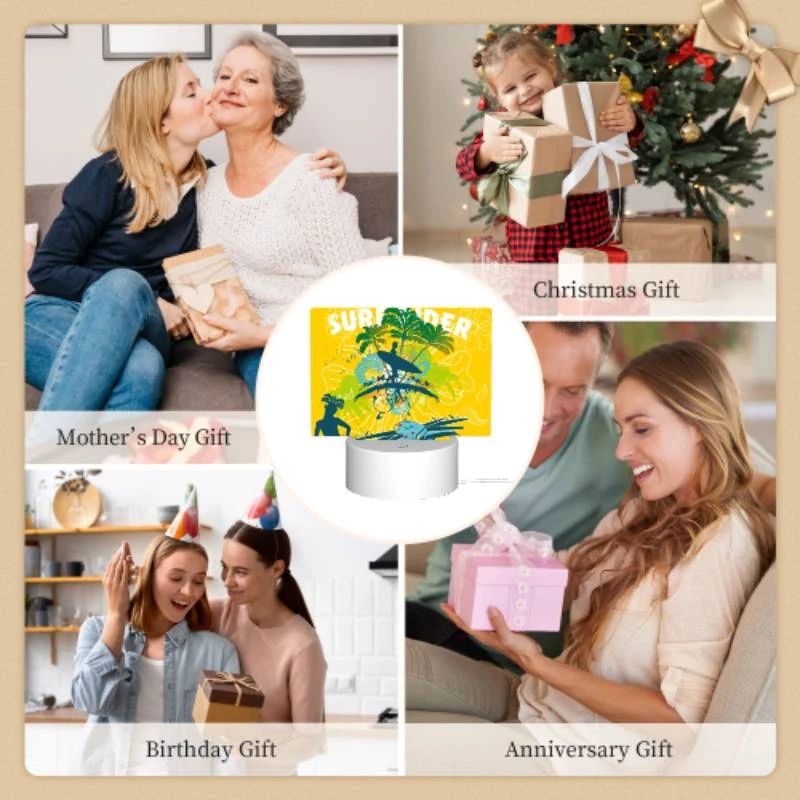 Rectangular Acrylic Night Light, A woman is standing in front of a surfboard Rectangular Acrylic Night Light, A Woman Is Standing In Front Of A Surfboard -Pattern Night Light f3b99067fb95e67721ed28400a843dc52e8b802b