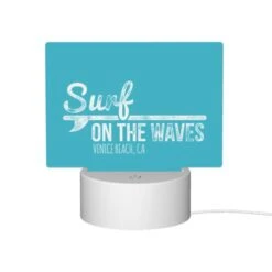 Rectangular Acrylic Night Light, A Blue Sign That Says "Surf On The Waves" With A Picture Of A Surfboard. 11 Rectangular Acrylic Night Light, A Blue Sign That Says "Surf On The Waves" With A Picture Of A Surfboard. -Pattern Night Light f3d6c53b9896e8aea7fe96ced56bf946db6e16fa