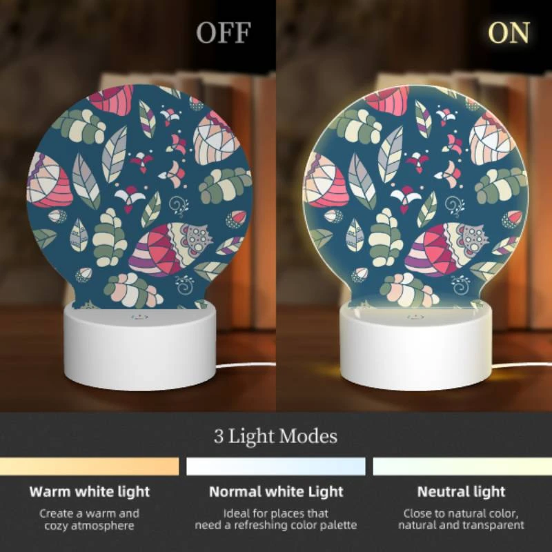 Round Acrylic Night Light, A colorful and intricate design of leaves and flowers. Round Acrylic Night Light, A Colorful And Intricate Design Of Leaves And Flowers. -Pattern Night Light f56a7d5f391a307363db98d43bc85320931b4a7d