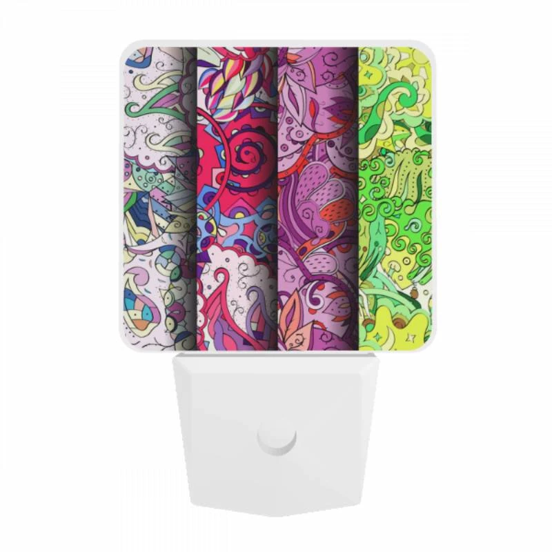 Night Light, Three colorful designs are displayed on a row. Night Light, Three Colorful Designs Are Displayed On A Row. -Pattern Night Light f59822fddf030f84febf8f582e917ee9782b822c