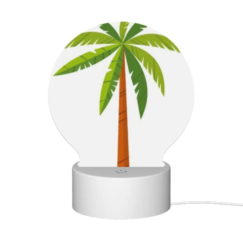 Round Acrylic Night Light, A green and orange palm tree. Round Acrylic Night Light, A Green And Orange Palm Tree. -Pattern Night Light f6965cd539810f47908f348b75b731f25caad6bc
