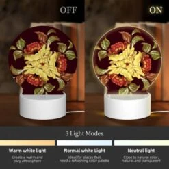 Round Acrylic Night Light, A Colorful Flower Design With Yellow 4 Round Acrylic Night Light, A Colorful Flower Design With Yellow -Pattern Night Light f738145e56aeb20e518a023d5922d800c91a6417