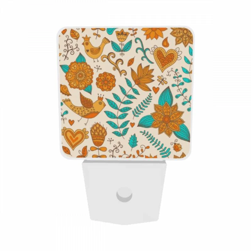 Night Light Set of 2, A colorful pattern of flowers and birds. Night Light Set Of 2, A Colorful Pattern Of Flowers And Birds. -Pattern Night Light f7483aa7f04bcda871aaff4076aea1fda9c9be77