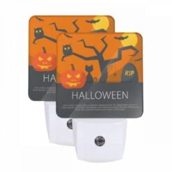 Night Light Set Of 2, A Halloween Poster With A Tree