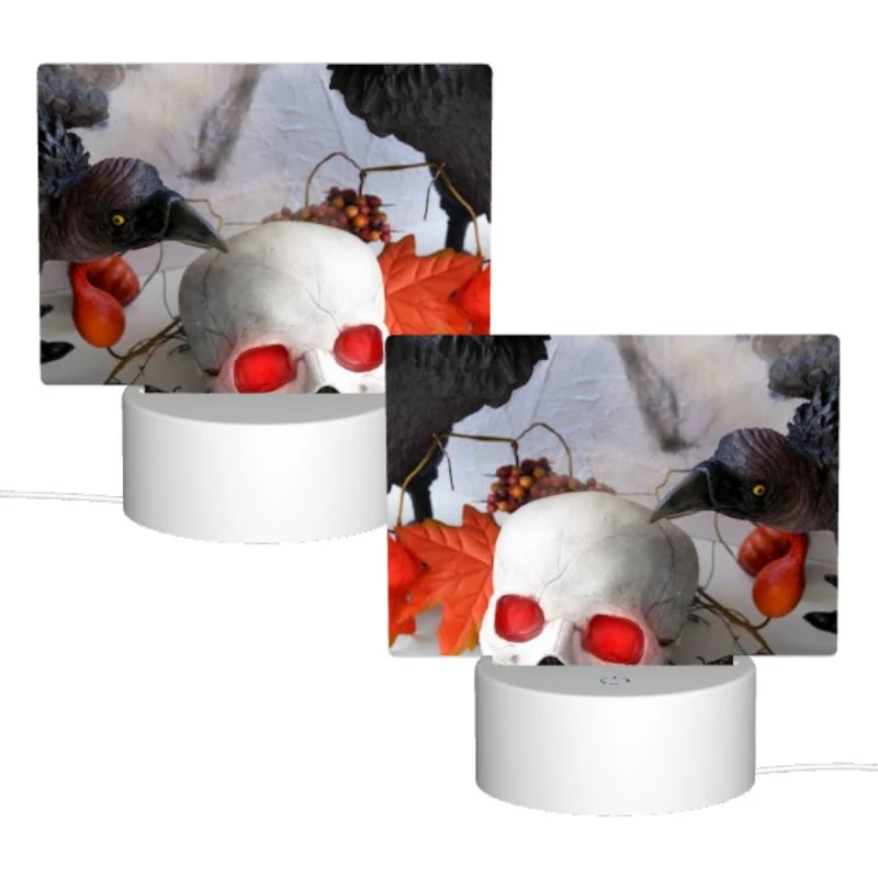 Rectangular Acrylic Night Light, A black bird is pecking at a white skull. Rectangular Acrylic Night Light, A Black Bird Is Pecking At A White Skull. -Pattern Night Light f7b30bcf6e473ed08a5e923869d7951581729b80