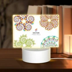 Rectangular Acrylic Night Light, Four Different Colored Geometric Patterns.