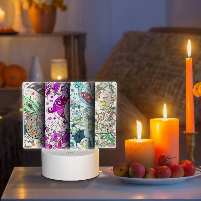 Rectangular Acrylic Night Light, Three colorful designs of a flower are displayed. Rectangular Acrylic Night Light, Three Colorful Designs Of A Flower Are Displayed. -Pattern Night Light f87f28d0ee61af04a67ab5714d045136a2628c28